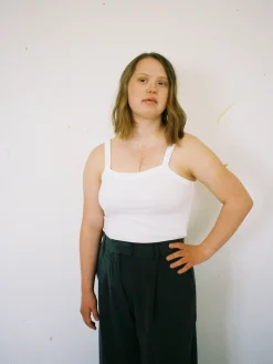 Djerf Avenue Daily Linne Ribbed White Clearance