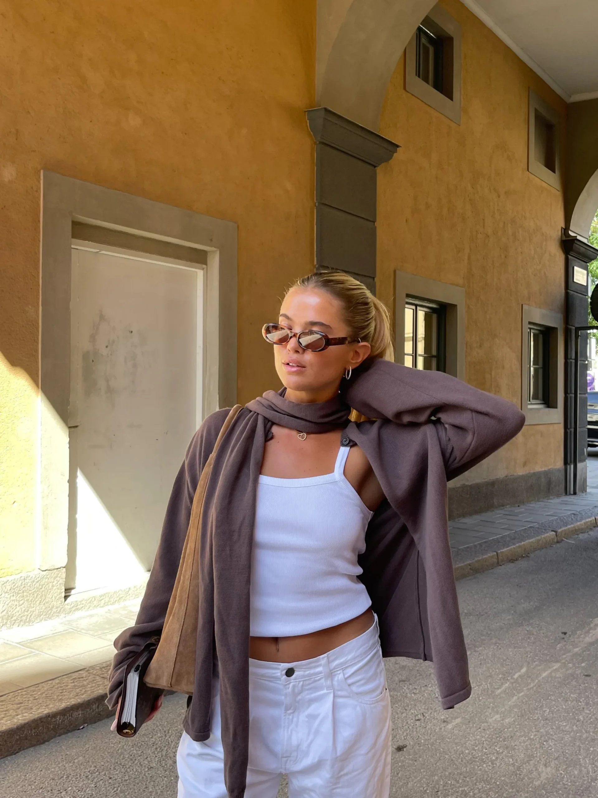 Djerf Avenue Daily Linne Ribbed White Clearance