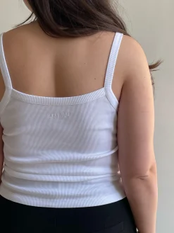 Djerf Avenue Daily Linne Ribbed White Clearance