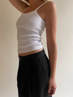 Djerf Avenue Daily Linne Ribbed White Clearance