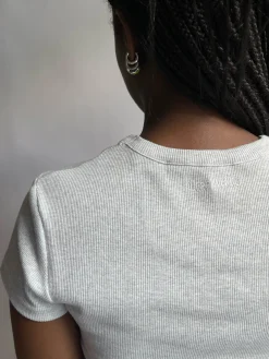 Djerf Avenue Daily T-Shirt Ribbed Grey Melange Flash Sale