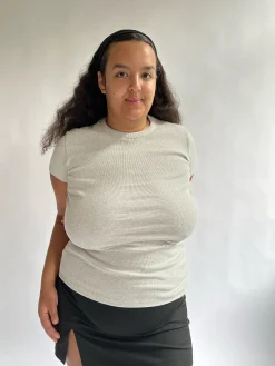 Djerf Avenue Daily T-Shirt Ribbed Grey Melange Flash Sale