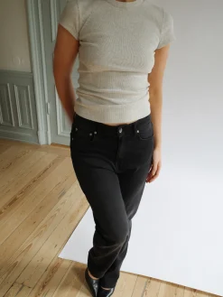 Djerf Avenue Daily T-Shirt Ribbed Grey Melange Flash Sale