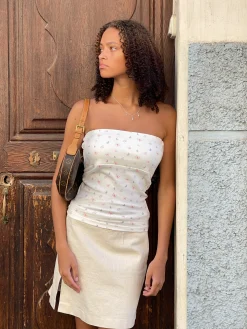 Djerf Avenue Denim Must Have Mini Skirt Cream Sale