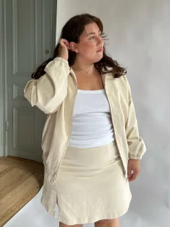 Djerf Avenue Denim Must Have Mini Skirt Cream Sale