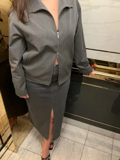 Djerf Avenue Denimkjol Midi Washed Grey Sale