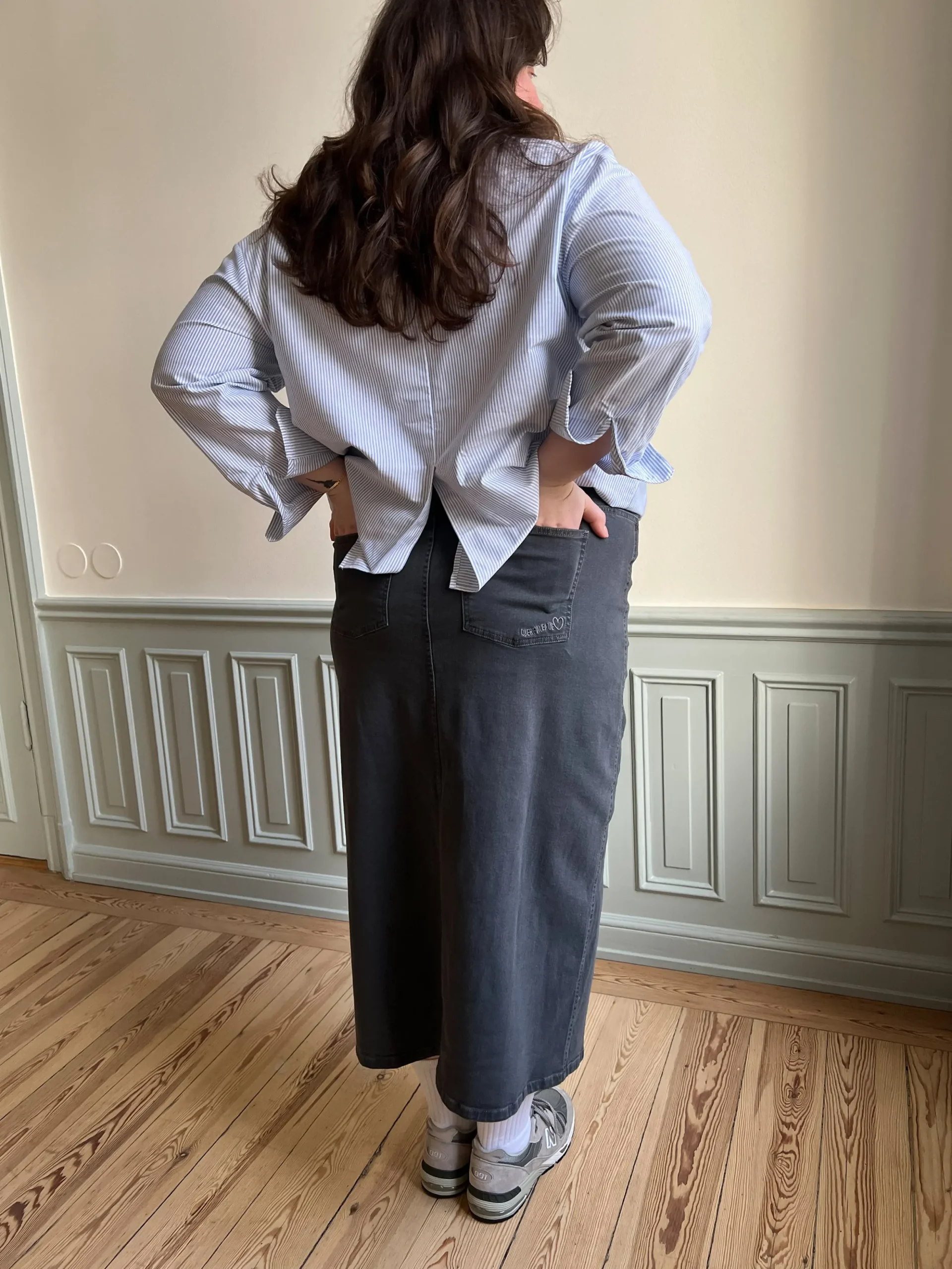 Djerf Avenue Denimkjol Midi Washed Grey Sale