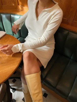 Djerf Avenue Getaway Dress Cream - Tall Discount