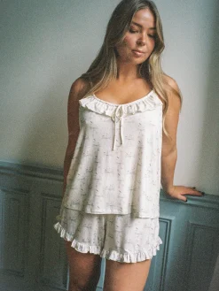 Djerf Avenue Go Slow Ruffle Strap Top Holiday Bow Outlet