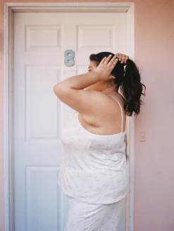 Djerf Avenue Go Slow Ruffle Strap Top Holiday Bow Outlet