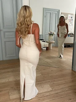 Djerf Avenue Gor Om Denim Top Cream Online