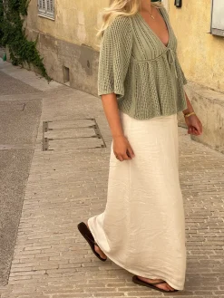 Djerf Avenue Linne Kjol Cream Outlet