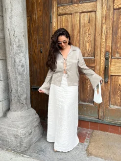 Djerf Avenue Linne Kjol Cream Outlet