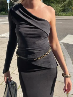 Djerf Avenue Midnight One Shoulder Top Ash Sale