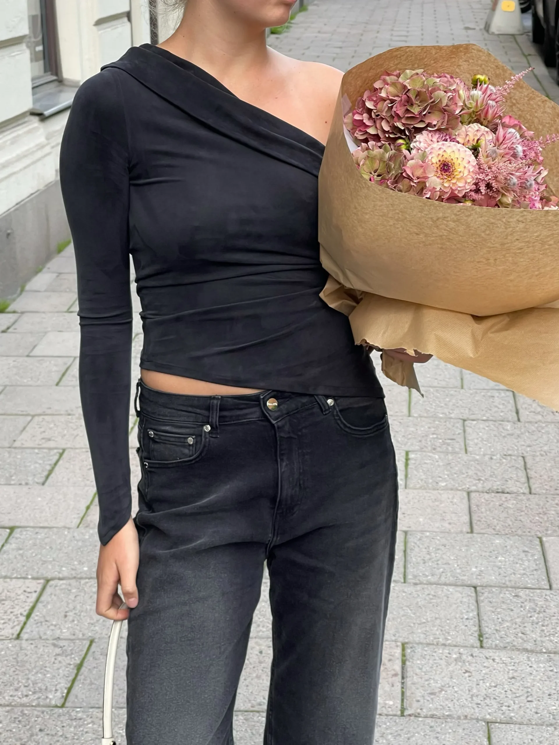 Djerf Avenue Midnight One Shoulder Top Ash Sale