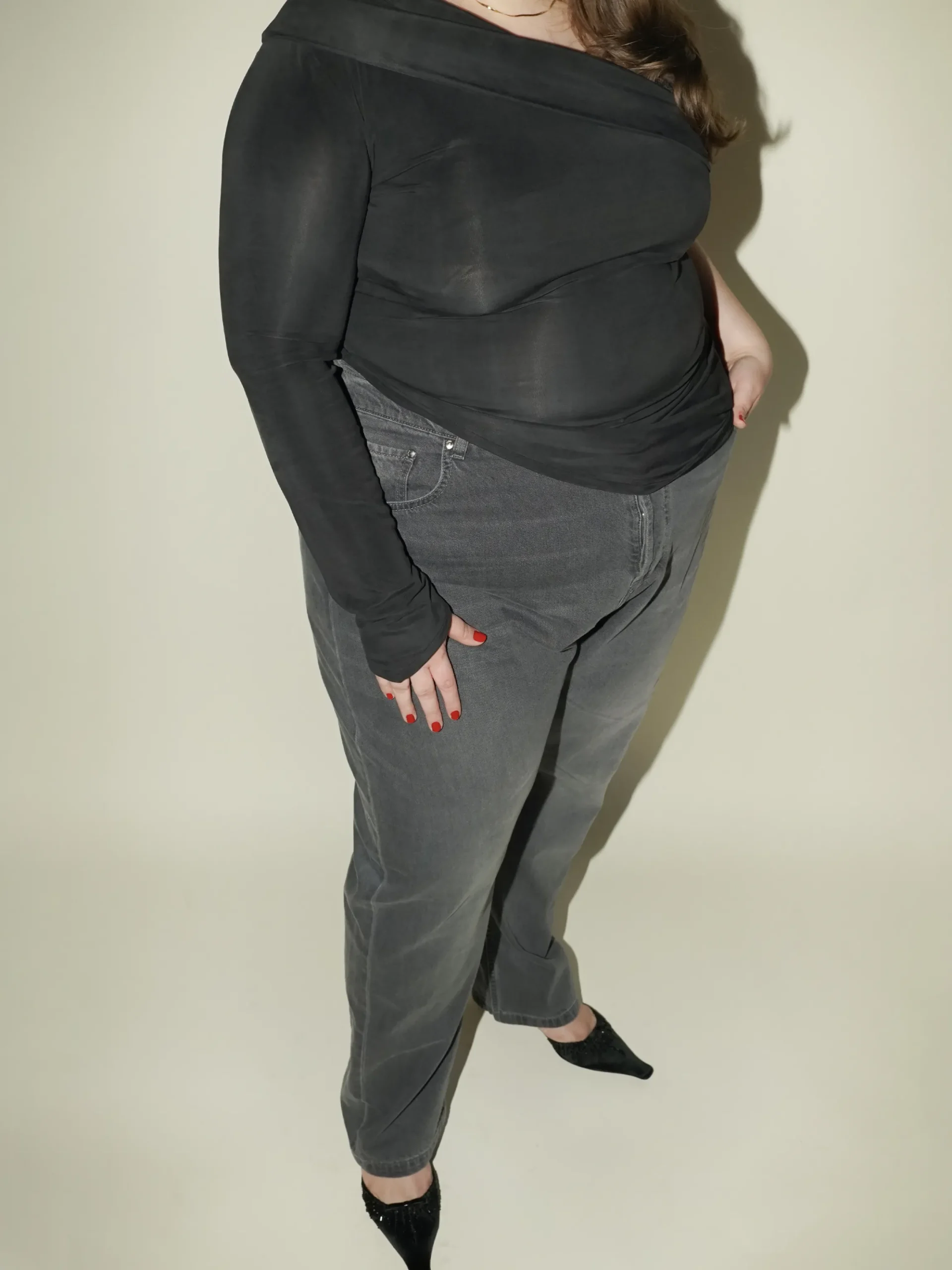 Djerf Avenue Midnight One Shoulder Top Ash Sale