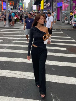 Djerf Avenue Midnight One Shoulder Top Ash Sale