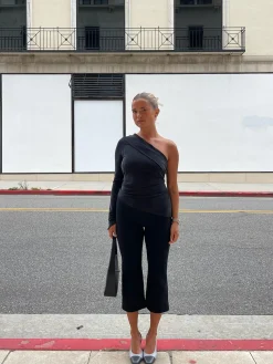 Djerf Avenue Midnight One Shoulder Top Ash Sale