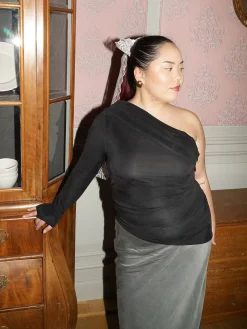 Djerf Avenue Midnight One Shoulder Top Ash Sale