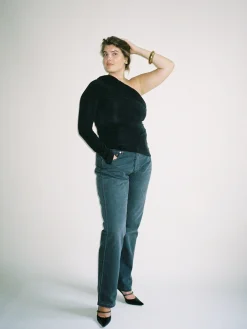 Djerf Avenue Midnight One Shoulder Top Ash Sale