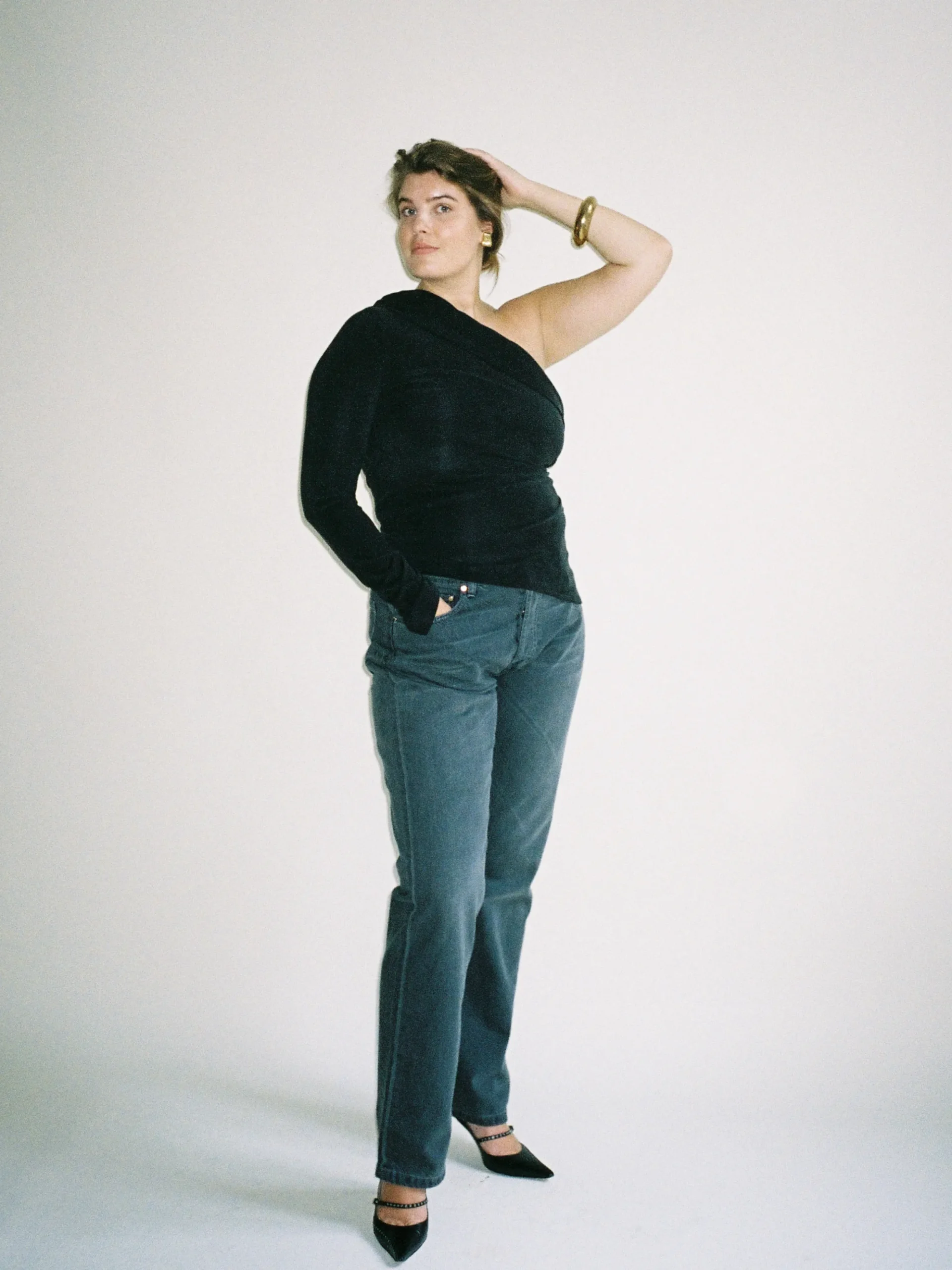 Djerf Avenue Midnight One Shoulder Top Ash Sale