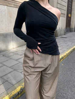 Djerf Avenue Midnight One Shoulder Top Ash Sale