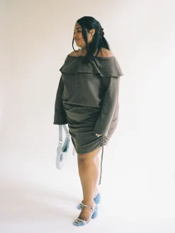 Djerf Avenue Morena Off Shoulder Topp Brun Outlet