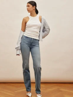 Djerf Avenue Raka Jeans Mellanbla - Hog Store