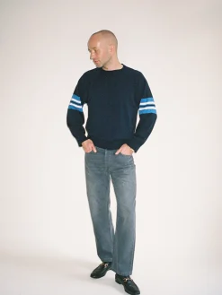 Djerf Avenue Randig Arm Crewneck Bla Hot