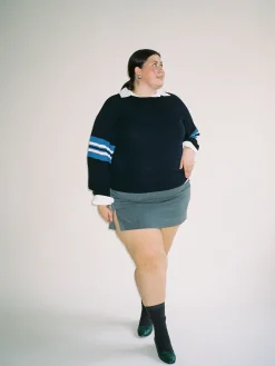 Djerf Avenue Randig Arm Crewneck Bla Hot