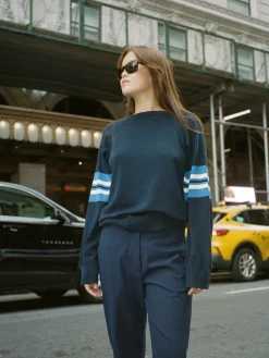 Djerf Avenue Randig Arm Crewneck Bla Hot