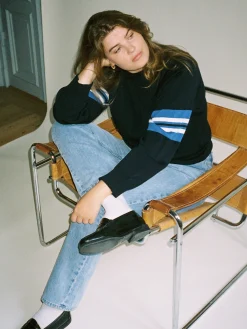 Djerf Avenue Randig Arm Crewneck Bla Hot