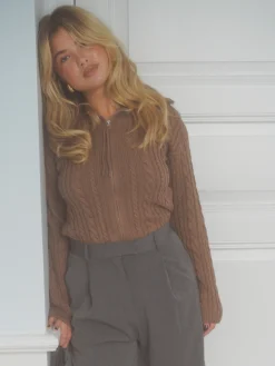 Djerf Avenue Ready Set Go Cardigan Brown New