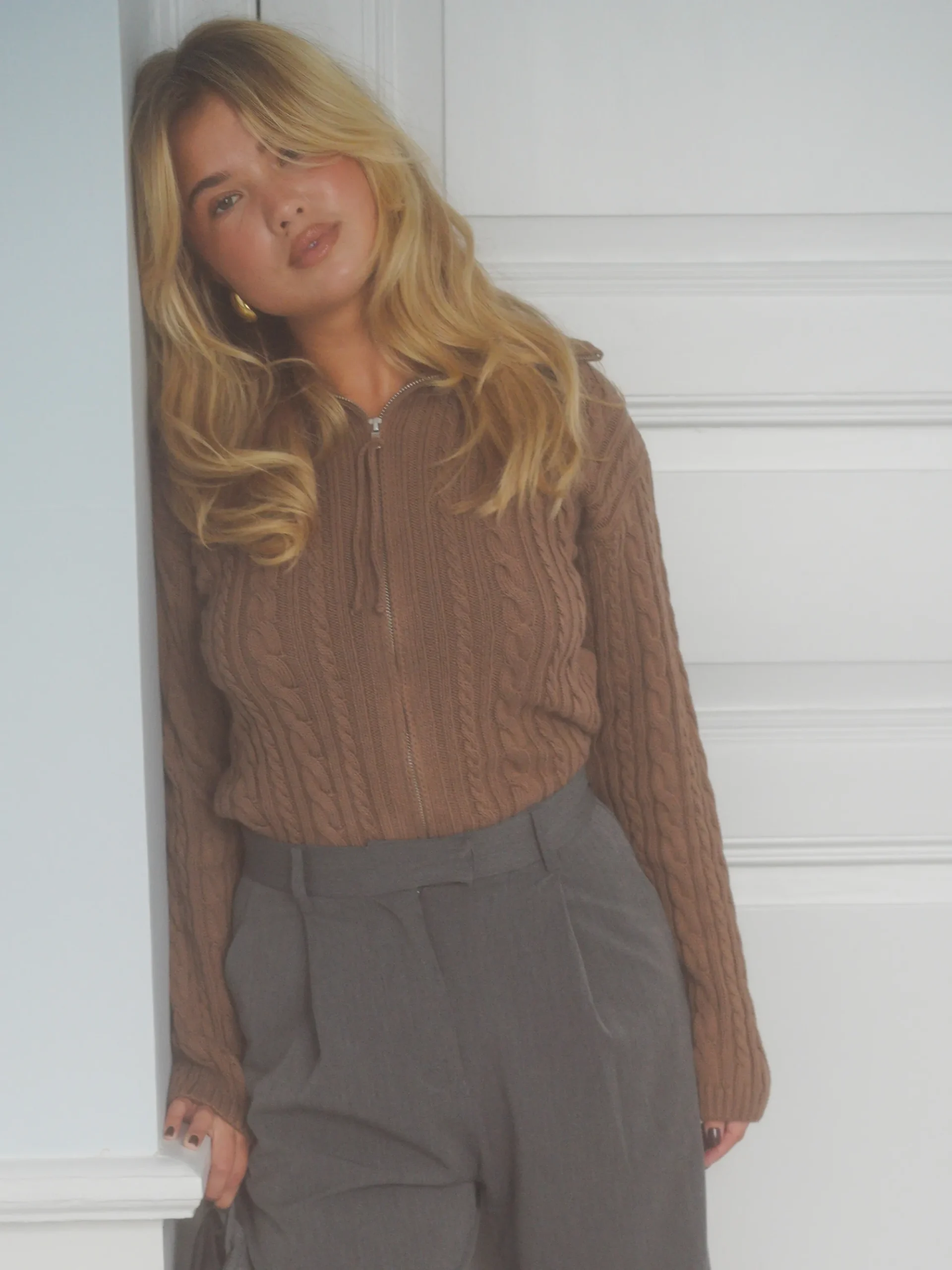 Djerf Avenue Ready Set Go Cardigan Brown New