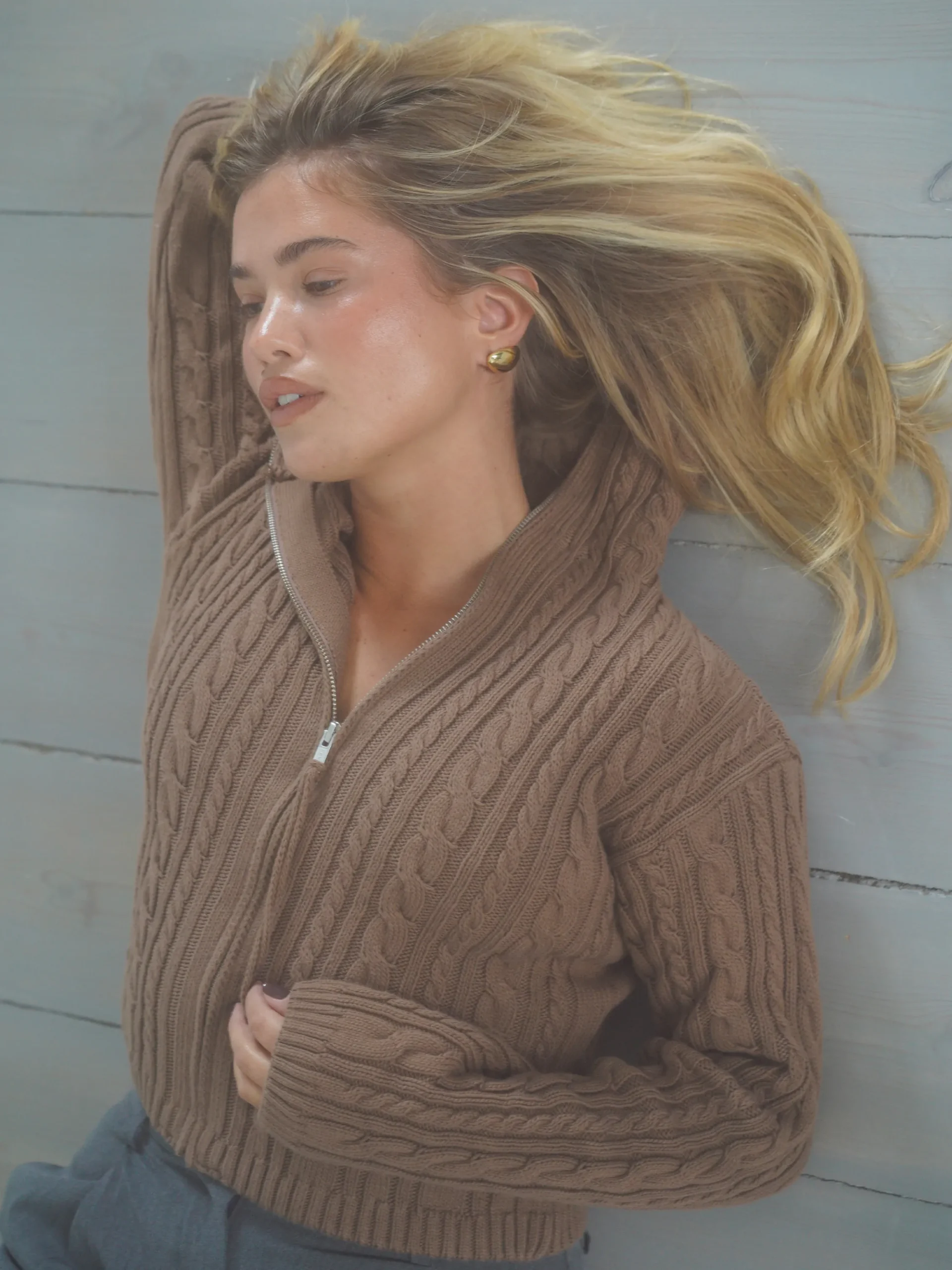 Djerf Avenue Ready Set Go Cardigan Brown New