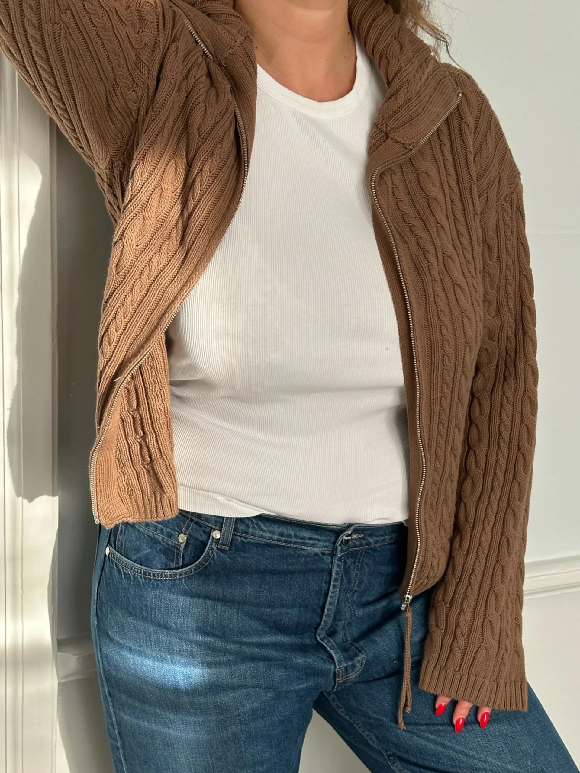 Djerf Avenue Ready Set Go Cardigan Brown New