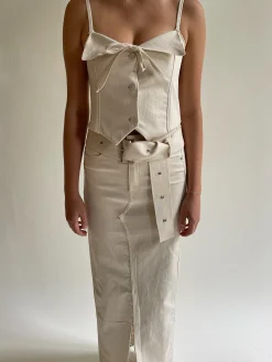 Djerf Avenue Remake Denim Butterfly Belt Cream Clearance