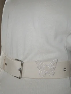 Djerf Avenue Remake Denim Butterfly Belt Cream Clearance