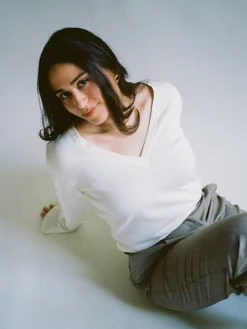 Djerf Avenue Remake Getaway V-Neck Top Cream Fashion