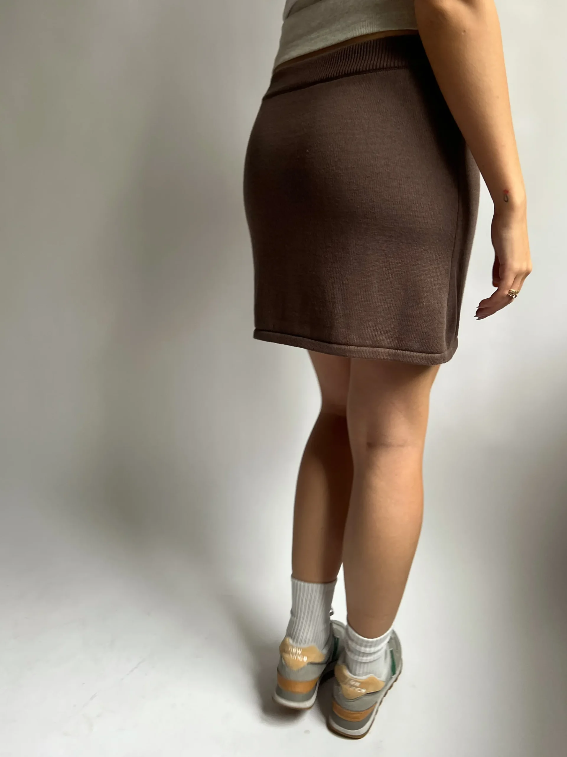 Djerf Avenue Stickad Minikjol Kakao Sale