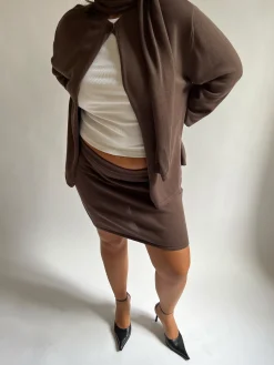 Djerf Avenue Stickad Minikjol Kakao Sale