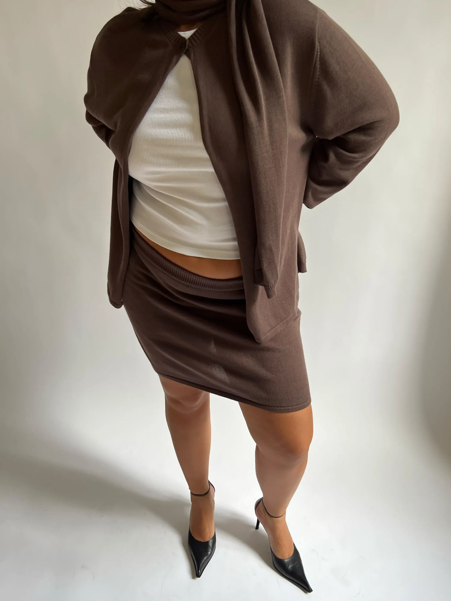 Djerf Avenue Stickad Minikjol Kakao Sale