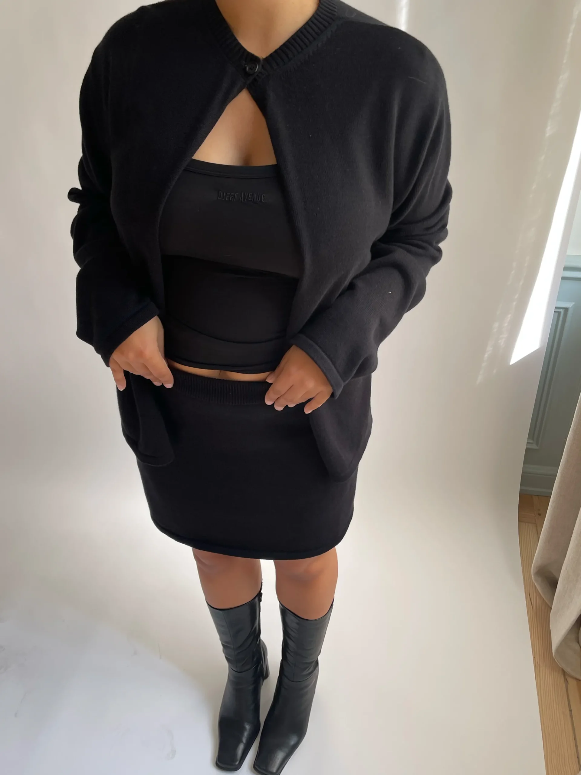 Djerf Avenue Stickad Minikjol Svart Cheap