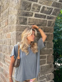 Djerf Avenue T-Shirt Tvattad Gra Sale