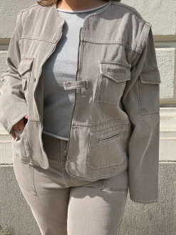 Djerf Avenue Utility Jacka Brun New